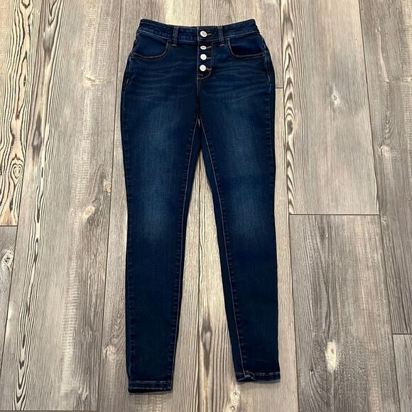Maurices High Rise Dark Wash Button Fly Denim Jeans - Picture 1 of 11